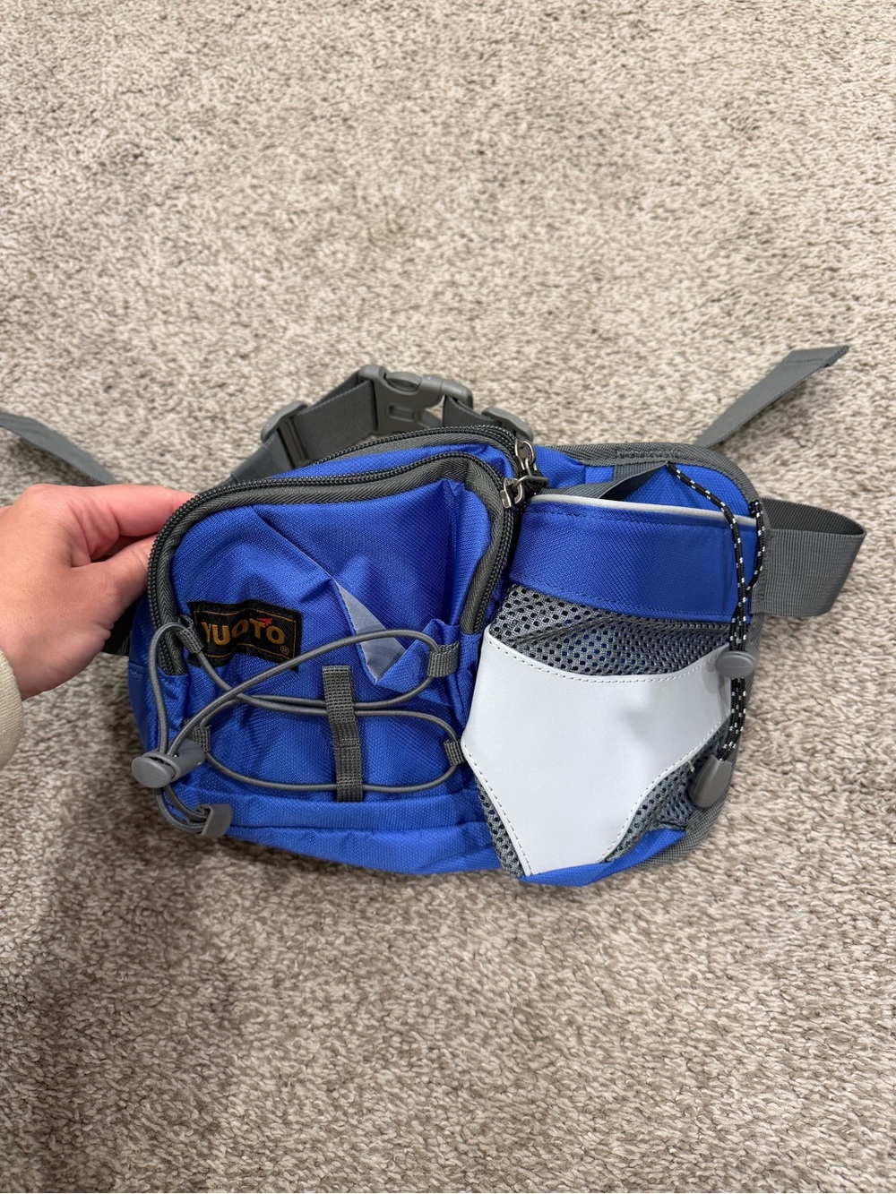 Blue Waist Pack with Multiple Pockets
